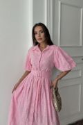 Pembe Pileli Balkon Elbise resmi